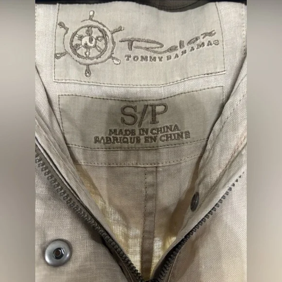 TOMMY BAHAMA Relax 100% Linen Khaki Safari
Field Utility Hooded Jacket S B1 - Picture 5 of 8